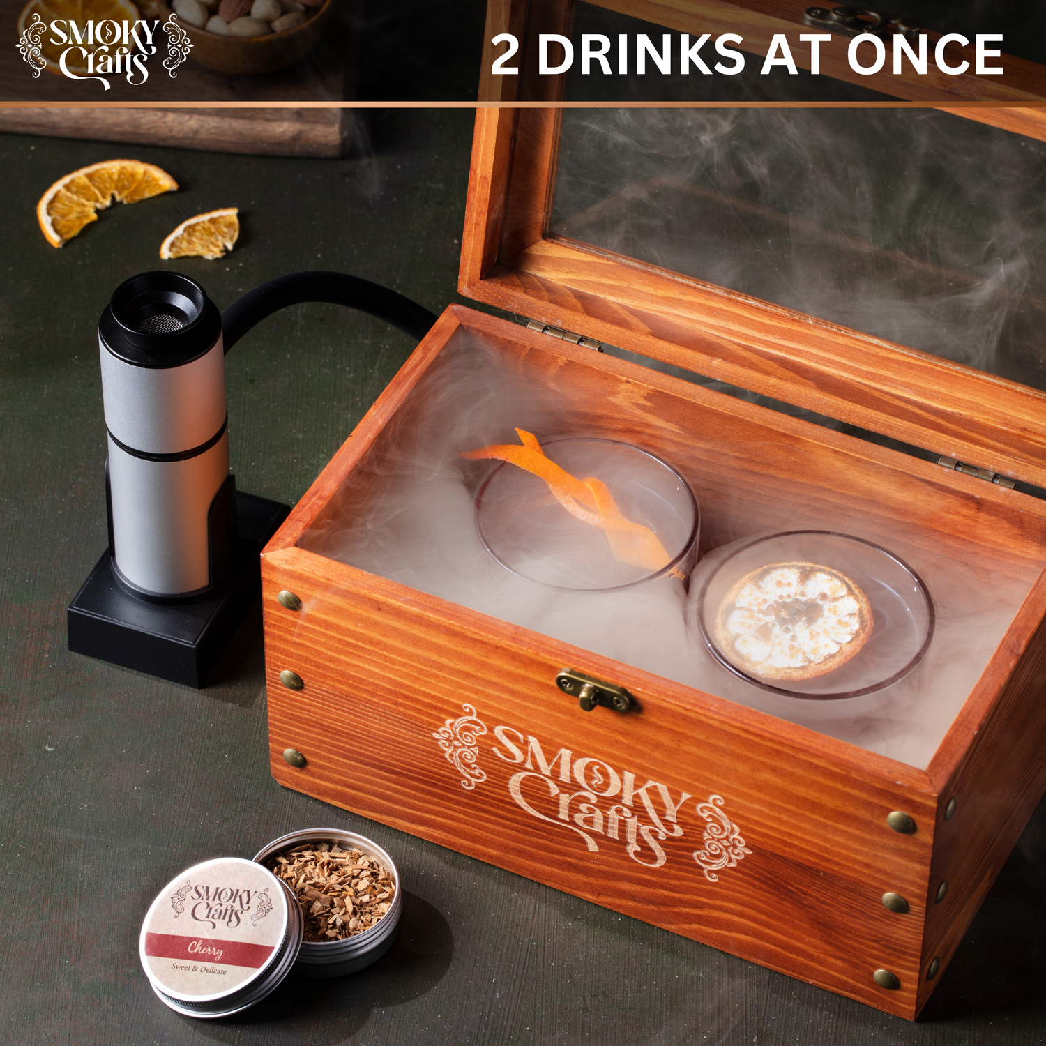 Cocktail Smoker Box with Smoking Gun