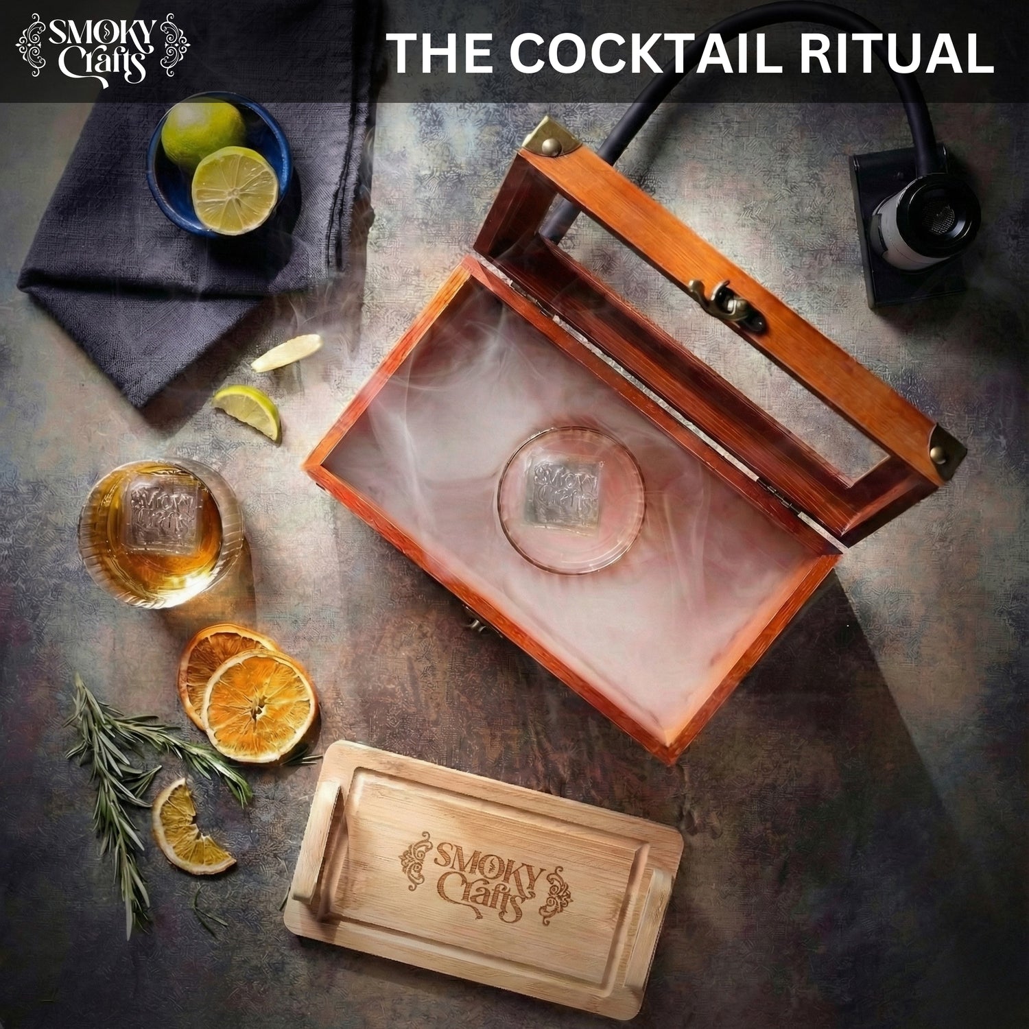 Cocktail Smoker Box with Smoking Gun