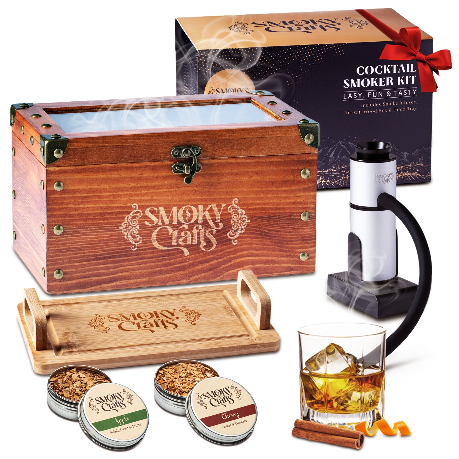 Cocktail Smoker Box with Smoking Gun